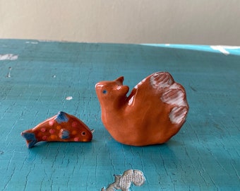 Handmade ceramic fish toy figurine ,small hedgehog ceramic sculpture for gift ,tiny ceramic toy ,unique ceramic gift ,