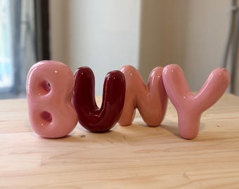 Handmade Ceramic Bubble Letter – Pastel Nursery Decor, Freestanding Option