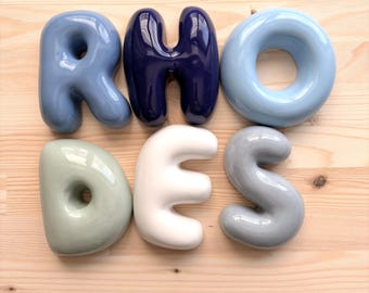 Handmade Ceramic Letter: Nursery Wall Decor, Custom Name Sign