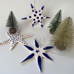 Handmade Ceramic Star Ornament: Pottery Christmas Tree Decoration