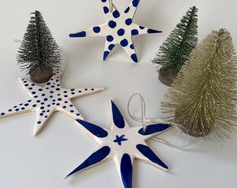 Handmade Ceramic Star Ornament: Pottery Christmas Tree Decoration
