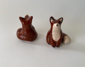 Handmade ceramic fox figurine ,small fox ceramic sculpture for gift ,tiny ceramic ,unique ceramic gift ,personalized ceramic gift