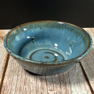 Handmade Leah Pottery Bowl: Blue Glaze, 4x1.5 inches