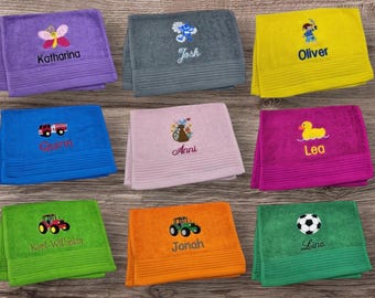Kinderhandtuch ( 30 x 50 cm ) mit Stickmotiv + Name / 120 Motive zur Auswahl / Handtuch / Geschenkidee / Personalisiert / Gästehandtuch