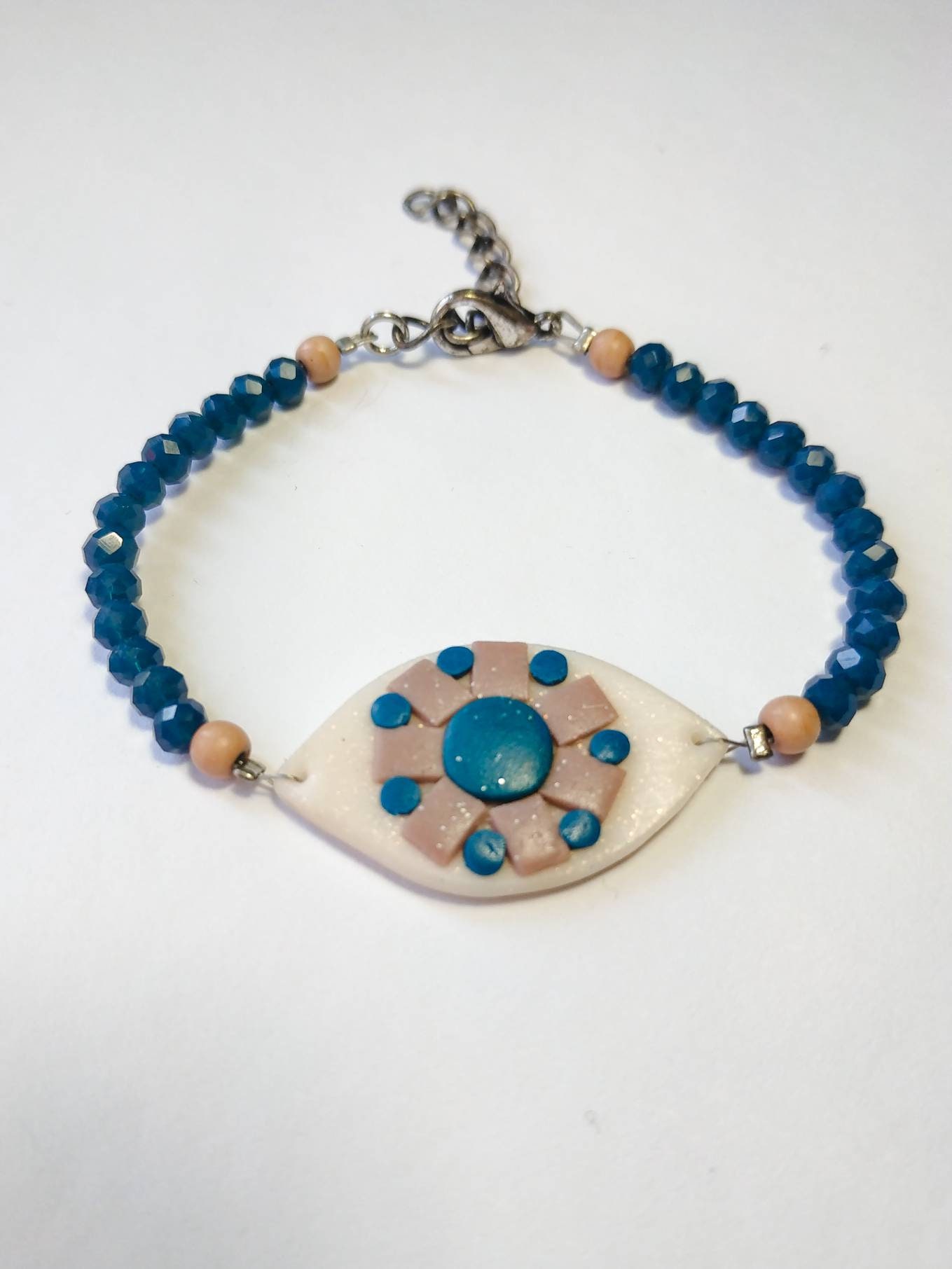 Mosaic Evil Eye Bracelet Polymer Clay Boho Style Bracelet Etsy