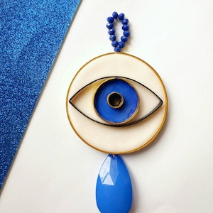 Modern Greek Evil Eye Wall Decor, Minimal Crying Eye, New Home or Housewarming Gift, New Year&#39;s Lucky Charm, Gouri 3D