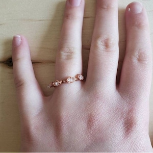 handmade ring; wire wrapped ring; copper ring; adjustable ring; Herkimer diamond; boho jewelry; wire wrapped jewelry; herkimer diamond ring