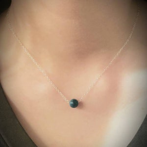 Gemstone necklace, Apatite necklace, single bead necklace, blue green necklace, handmade necklace, stone necklace, dainty necklace,