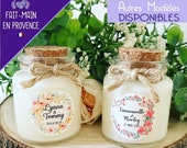 Bougie fleurs 2023 personnalisée parfumée mariage baptême cadeaux invités mariage baby shower communion - Modèle Rond Bouchon Liège 50ml