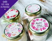 Mini bougies personnalisées parfumées couronnes florales - Cadeaux invités de mariage