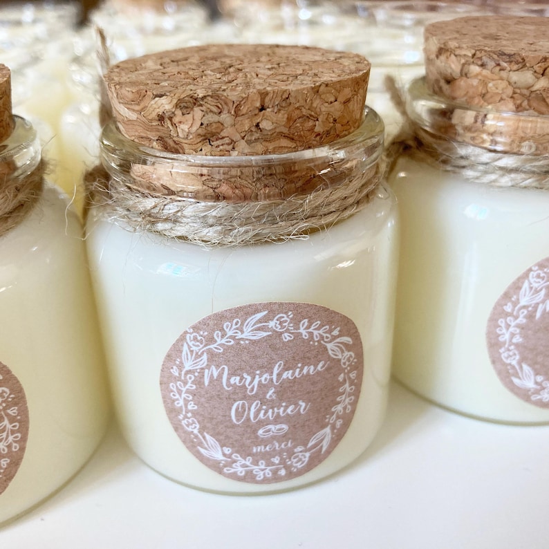 Mini Bougies personnalisées cadeaux invités mariage baptême