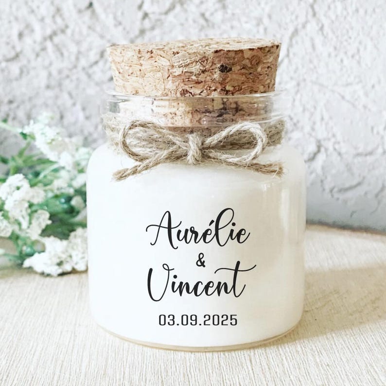 Bougie personnalisée artisanale pour mariage et événements