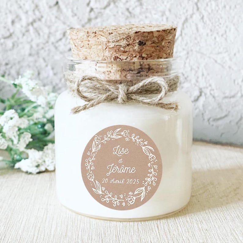 Bougie personnalisée pour cadeaux invités mariage