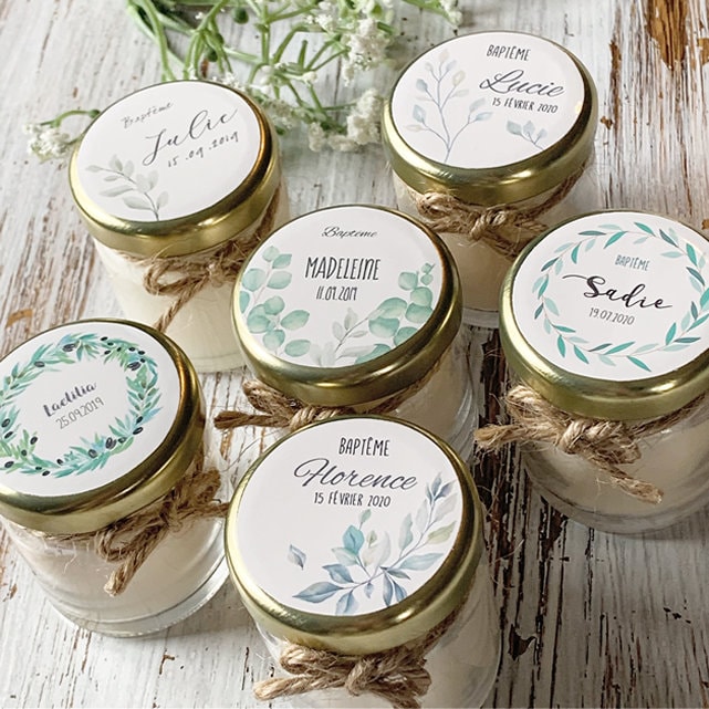 Mini Bougies personnalisées pour invités de mariage – cadeau événements
