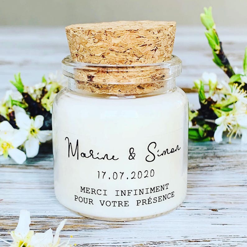 Bougie personnalisée cadeaux invités mariage ou pour événements spéciaux
