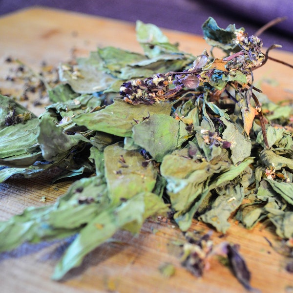 Dried Thai Basil - Certified Organic, Ocimum basilicum, Dried Herbs, Culinary, Seasoning, Flavorful, Siam Queen, Whole Leaf, Ethnic