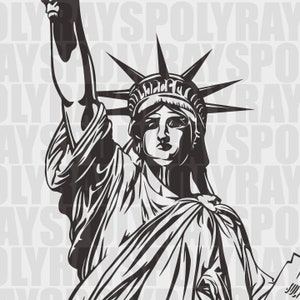 Estátua da Liberdade svg, monumento acional svg, Dia da Independência svg, 4 de julho svg, png, eps, cricut, silhueta, arquivo de corte, svg feito à mão