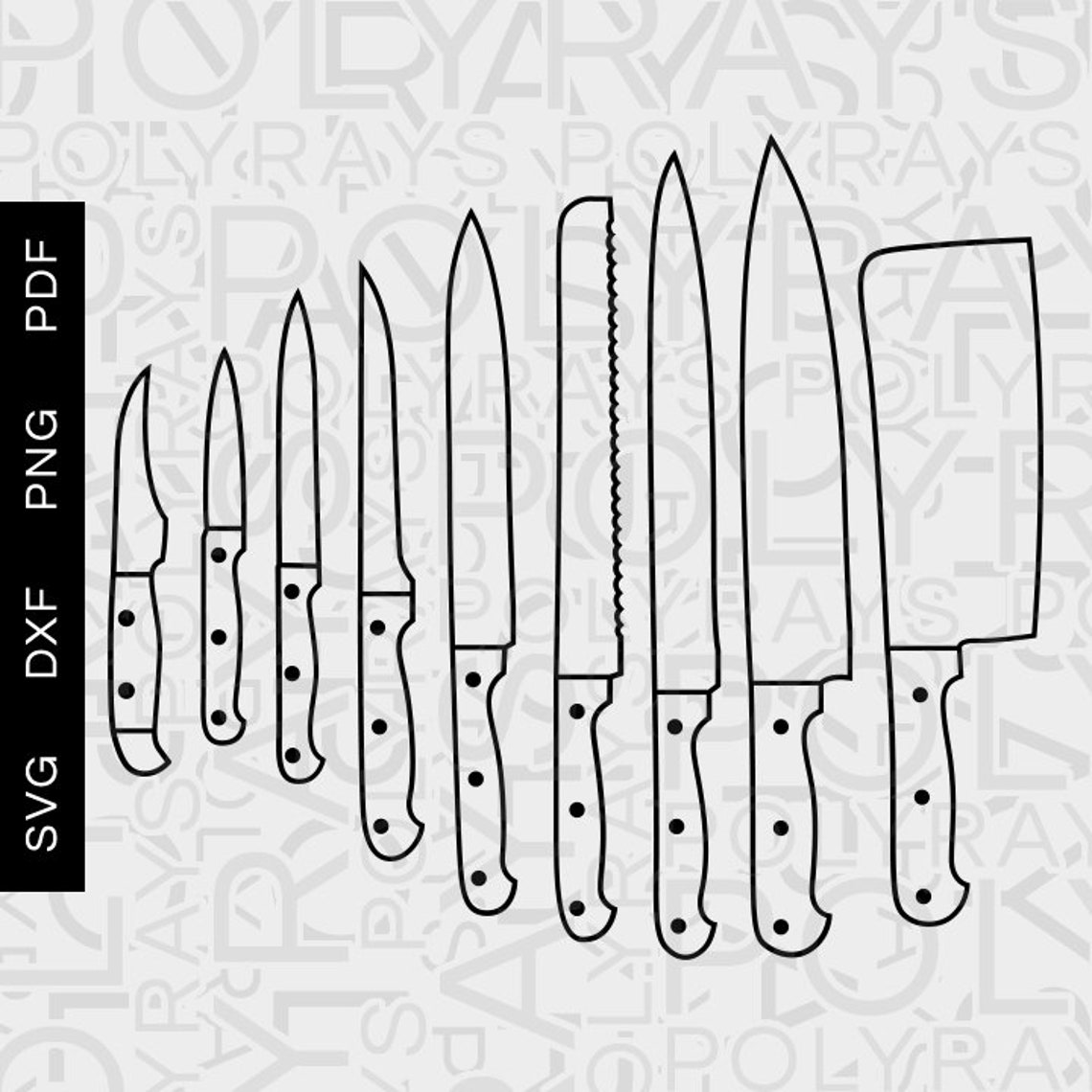 Knife Svg Knives Svg Dxf Eps Pdf Png Kitchen Tools Svg Etsy