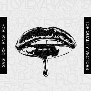 Dripping Lips svg, lèvres dxf, png, pdf, rouge à lèvres, goutte à goutte, lèvres cricut, silhouette, fichiers de découpe, baiser svg, baisers svg, dxf,
