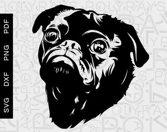 Handgezeichnete Mops SVG, Hunde Illustrationen (Digitale Dateien)