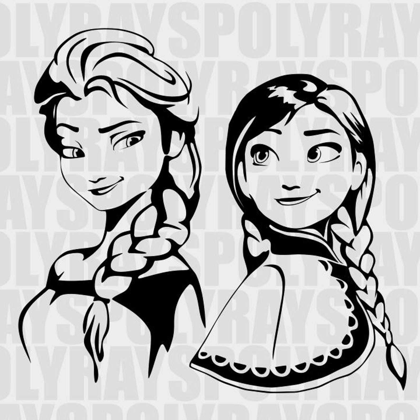 Frozen SVG Anna PNG Elsa EPS Stencils Frozen Vector Files | Etsy