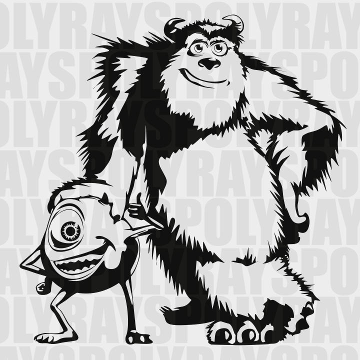 Download Monsters Inc. SVG Sulley and Mike EPS Stencil Vector | Etsy