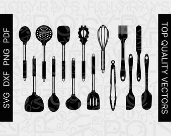 Küchen Utensilien SVG, Kochen Vektor Clipart (digitaler Download)