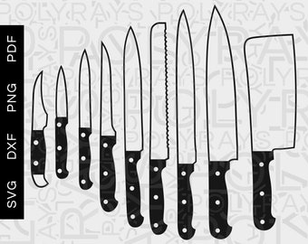 Messer-Set SVG, Küchengeräte Vektor, Cricut, Silhouette (Digitale Dateien)