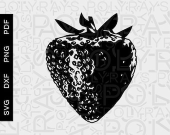 Erdbeere Silhouette (svg, dxf, png, eps, Clipart) (Digitaler Download)