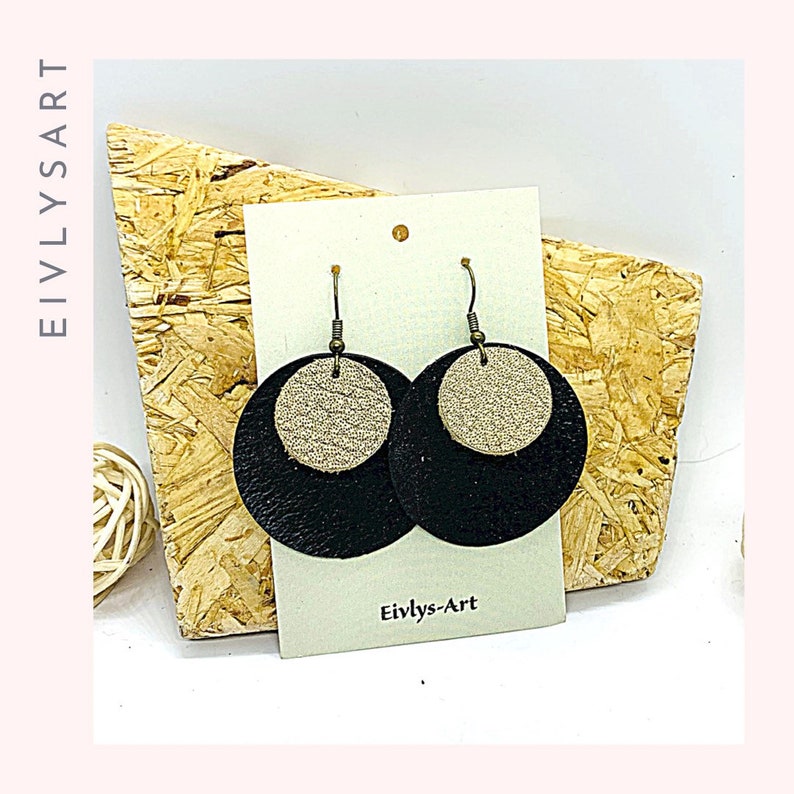 Ethical and responsible earrings made from recycled leather and inner tube sustainable earrings gift for her upcycled jewelry image 1