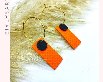 Boucles d’oreilles légères en matériaux recyclés - cuir upcyclé - Bijoux éthiques contemporains, et durables - creation artisanale