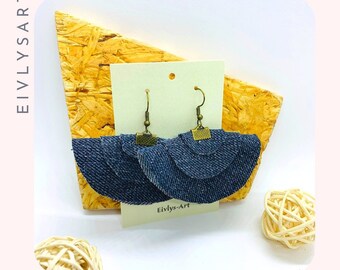 Boucles d’oreilles légères en matériaux recyclés denim Bijoux éthiques bohème contemporains et durables cadeau original femme jean