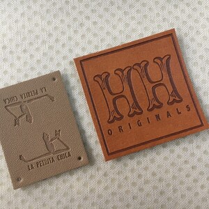 50 custom PU leather labels, leather hem label, Own logo label leather, faux leather tags, knitting labels leather