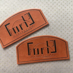 300 Custom PU Leather Patches, Faux Leather Labels, Hem leather label, leather tags for garments/hats/crafts/knits, faux leather tags