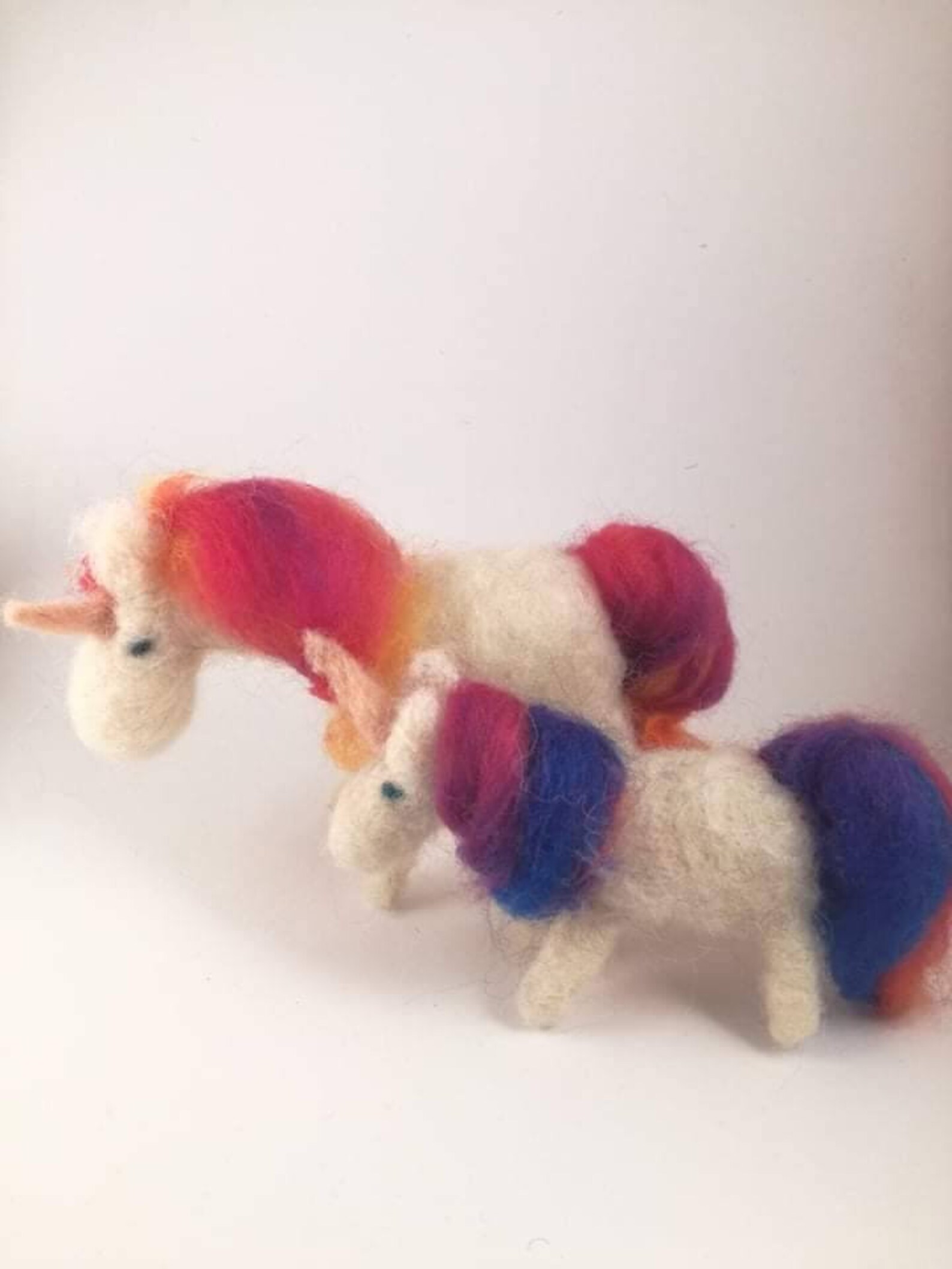 Unicorns Made by Natural Wool Tiny Beautiful Family Etsy