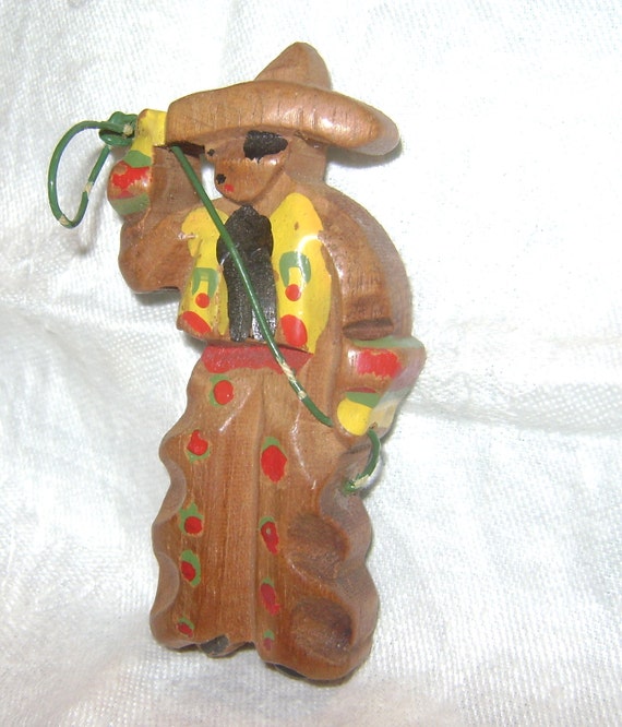 vintage 1940s Hand carved and Hand painted COWBOY