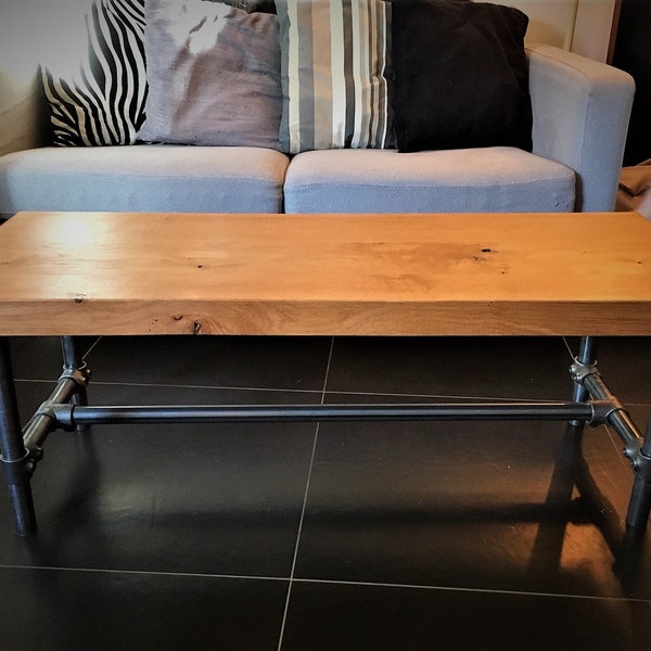 JOSEPH | table basse ou meuble TV chêne massif et piétement acier | coffee table or TV bench solid oak and steel foot