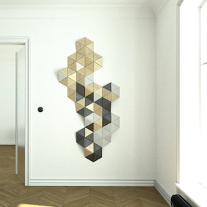 Wood wall art, wall sculpture, wall decor, wall art, hexagon wall decor, hexagon tiles, 3d wall art geometric, home decor