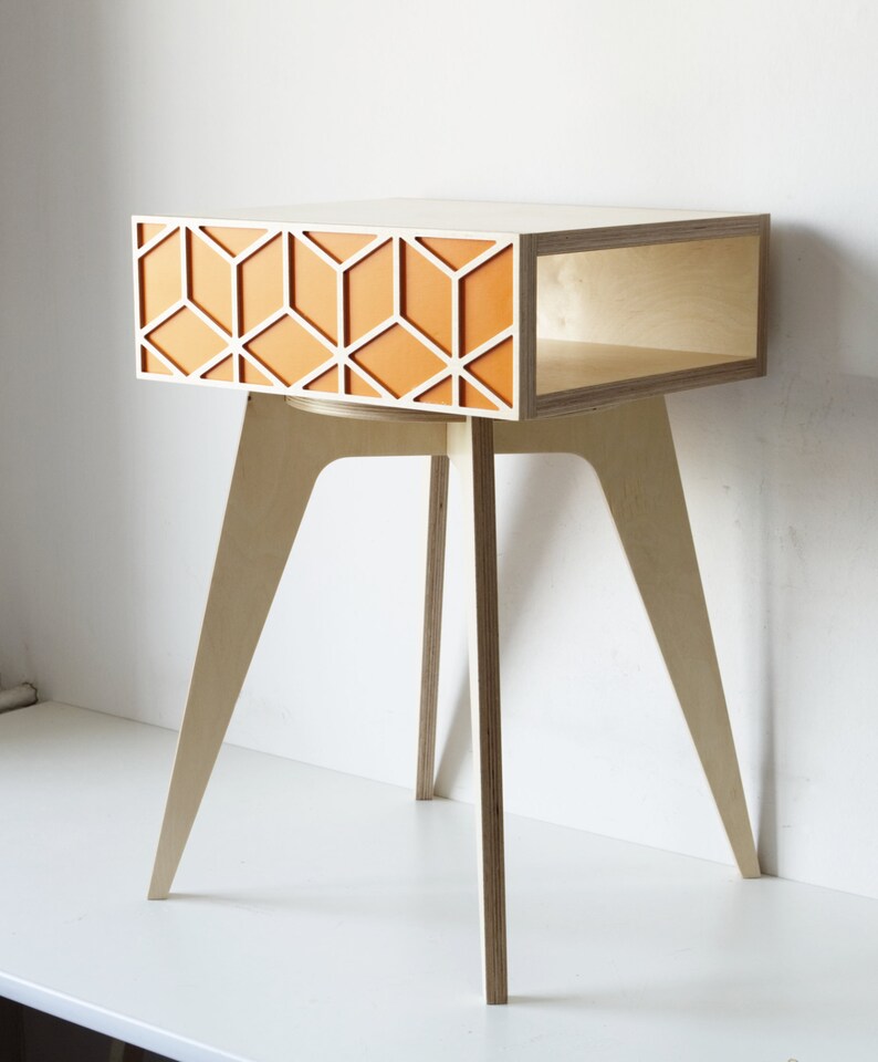 Double Sided Nightstand Bedside Table Orange Nightstand Etsy UK