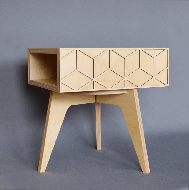 Plywood Nightstand Colorful Bedside Table Wooden End Table Etsy