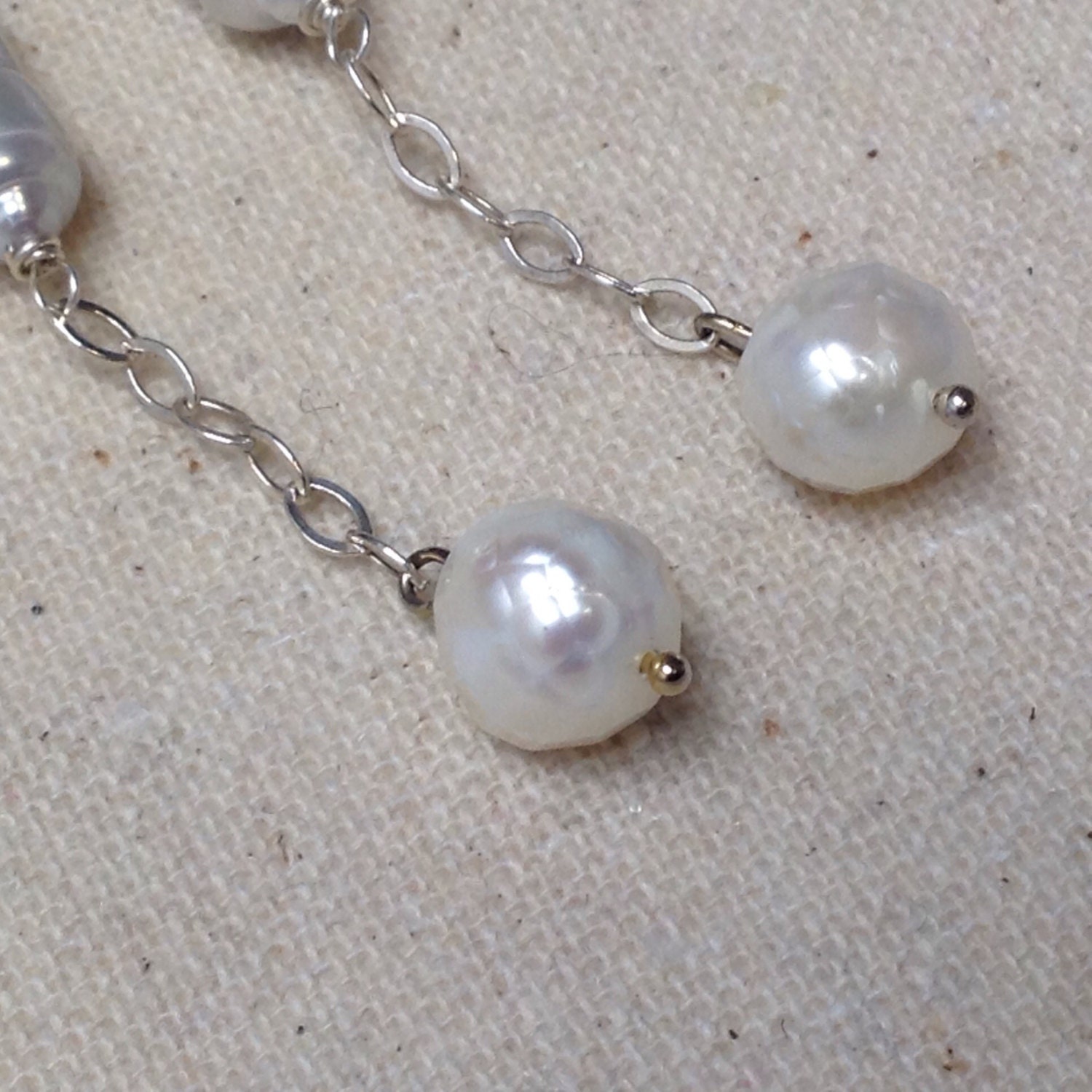 White Round Faceted Pearl & Sterling Silver Baroque Pearl - Etsy