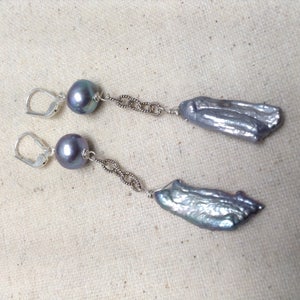 Pearl Earrings Double Freshwater pearl Drop Silver 925 Rope chain Dangle Drop Chandelier Earrings Bridal earrings Beach
