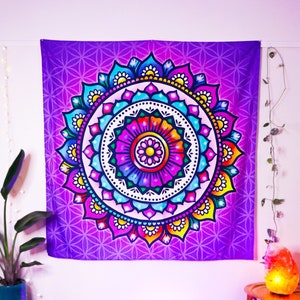 MANDALA TAPESTRY Boho Tapestry Mandala Fabric Wall Hanging Hippie Purple Rainbow Tapestry Psychedelic Tapestry Mandala Wall Decor Etsy