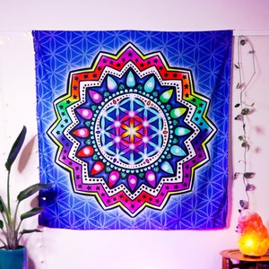 MANDALA TAPESTRY Boho Tapestry Mandala Fabric Wall Hanging Hippie Purple Rainbow Tapestry Psychedelic Tapestry Mandala Wall Decor Etsy