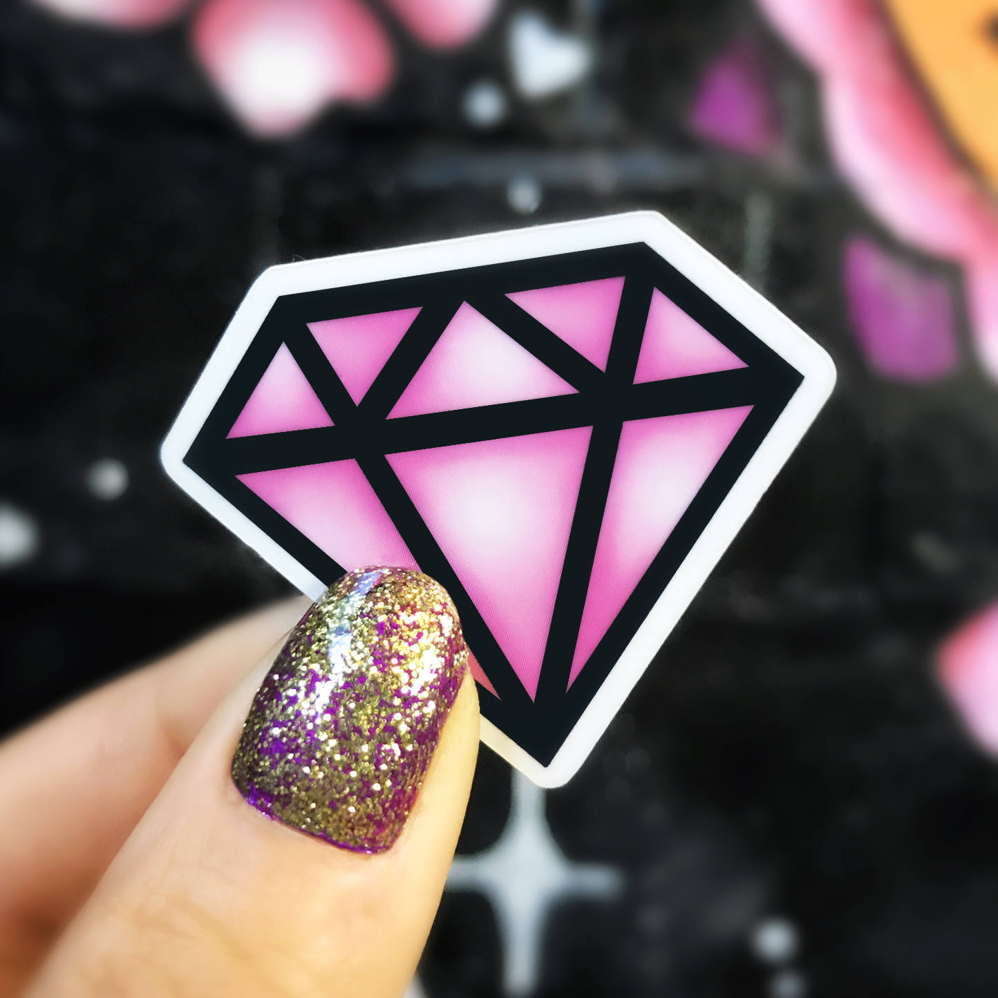Vinyl Sticker Pink Diamond Sticker Planner Stickers Etsy