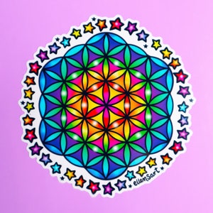 Flower of Life Mandala Sticker | Mandala Decal  | Mandala Laptop Sticker | Hippie Waterproof Sticker  | Sacred Geometry Water Bottle Sticker