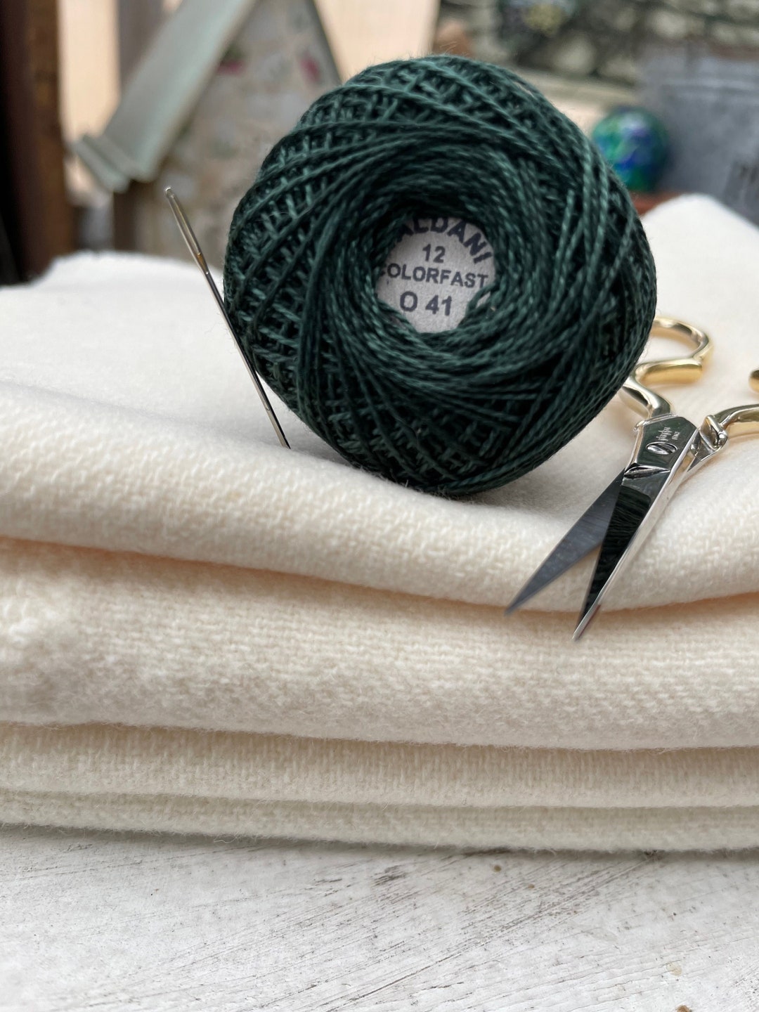 Valdani Thread # O 41 , Color Deep Forest Green,size 12 Pearl Cotton ...