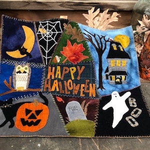 100% lana tessuto Bundle, sfondo lana solo come visto in WoolWorks Magazine, "Crazy For Halloween" lana Applique' Pattern