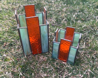 Stained Glass Candle Holder Set