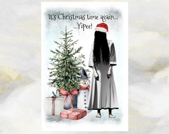 Goth Girl Christmas Card, Alternative Goth Christmas Card.